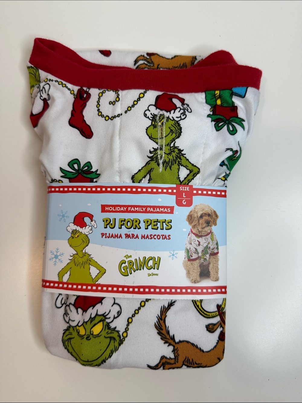 PJ for Pets The Grinch Holiday Pet Pajamas - White/Red